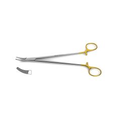 Heaney Needle Holder, tungsten carbide, curved, serrated jaws