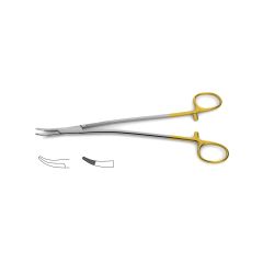 Stratte Needle Holder, tungsten carbide, curved jaws & curved shanks, use w/ 2-0 & 3-0 suture