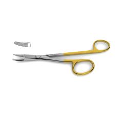 Gillies Needle Holder, tungsten carbide, offset design, curved, serrated jaws
