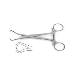 Bone Reduction Forceps, 1 tip step pointed, curved