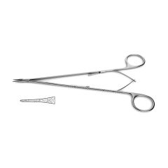Diethrich Needle Holder, w/ spring & ring handles, jaw surfaces impregnated w/ fine tungsten carbide dust (use w/ 6-0, 7-0, 8-0 suture), 1.0 mm jaw