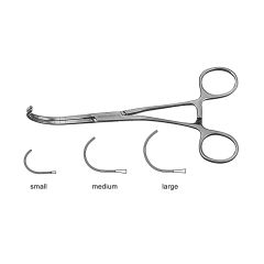 Cooley Acutely Curved Clamp, angled shanks, jaws calibrated at 5.0 mm intervals, 6-1/2" (16.5 cm)