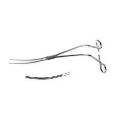 Zanger Acutely Curved Abdominal Aorta Clamp, curved shanks angled 90 degrees, debakey teeth