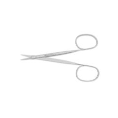 Aebli Corneal Scissors, large ribbon ring handles with flat shanks, smooth rounded blades, 4" (10.0 cm)