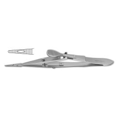 Kalt Needle Holder, straight serrated jaws, serrated thumb plate w/ lock, 5-1/4" (13.5 cm)