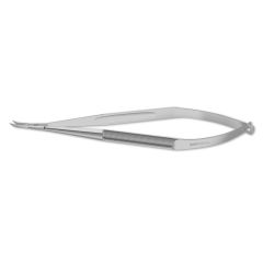 Troutman-Barraquer Needle Holder, smooth jaws, round handles, angled, 4-1/2" (11.5 cm)