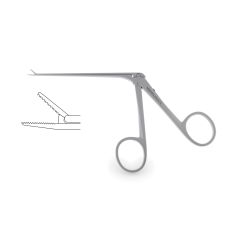 House Alligator Forceps, 6.0 mm finely serrated jaws, shaft 3" (75.0 mm), 5-1/2" (14.0 cm)