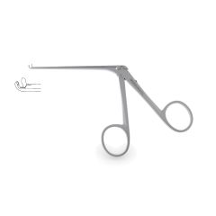 House-Wullstein Miniature Cup Forceps, 0.6 mm x 1.0 mm, very fine oval cup jaws, shaft 2-3/4" (72.0 mm), 5-1/4" (13.3 cm) overall