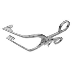 Perkins Retractor, 3 sharp prongs (7.0 mm long) & solid blades (11.0 x 25.0 mm) w/ spikes, 80.0 mm inside spread, 5" (12.5 cm)