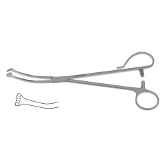 White Tonsil Seizing Forceps, 1 open ring handle, medium curve