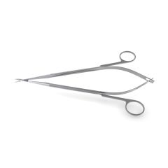 Micro Scissors, ring & spring handles, dissecting, round handle 8.0 mm diameter, curved blade 15.0 mm long