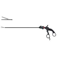 Johan Grasping Forceps 38Mm Jaw Length - 3 Piece Modular Reusable Full System, complete system, 5.0 mm sheath diameter, 38.0 mm jaw length, long, slightly flat fenestrated jaws, single action