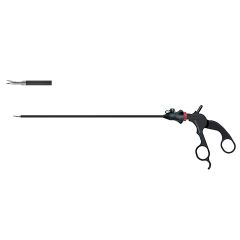 Micro Scissors Curved - 3 Piece Modular Reusable Full System, complete system, 5.0 mm sheath diameter, extremely delicate tip, curved, single action