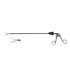 Quick Clean™ Tenaculum Forceps, 5, w/ flushport, single tooth, double action, ratcheted, fixed, radel™ (insulated) shaft only, remainder matte, 31.0 mm jaw, 5.0 mm