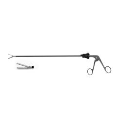 Quick Clean™ Claw Forceps, w/ flushport, 2x3 interlocking teeth, single action, spring loaded, fixed, radel™ (insulated) shaft only, remainder matte, 24.6 mm jaw, 5.0 mm