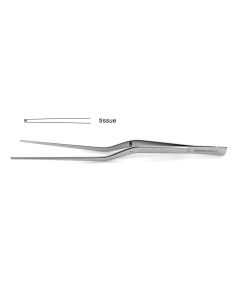 Cushing Bayonet Thumb Forceps, flat serrated handles, scraper end