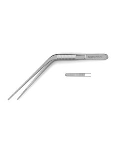 Wilde Dressing Forceps, angled, serrated tips