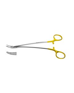Stratte Valve Needle Holder, ring handle, w/ tungsten carbide inserts, curved jaws (use w/ 2-0 & smaller suture)