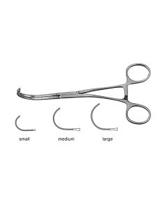 Cooley Acutely Curved Clamp, angled shanks, jaws calibrated at 5.0 mm intervals, 6-1/2" (16.5 cm)