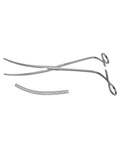 Howard Acutly Angled Aortic Aneurysm Clamp, 10.5 cm jaws, shanks angled 90 degrees, 11-3/4" (30.0 cm)