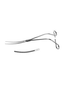 Zanger Acutely Curved Abdominal Aorta Clamp, curved shanks angled 90 degrees, debakey teeth