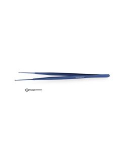 Titanium Gerald Ring Tip Forceps, tips impregnated w/ fine tungsten carbide dust, flat handle, 1.0 mm tips
