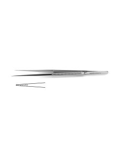 Micro Tissue Forceps, 1.0 mm tips impregnated w/ fine tungsten carbide dust, lightweight pattern, round handle