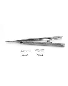 CV Elite - Glasser Micro Needle Holder, round handle, jaw surfaces impregnated w/ fine tungsten carbide dust, inside spring, w/ lock (use w/ 5-0 & smaller sutures)