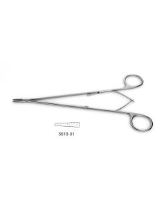 CV Elite - Jacobson Micro Needle Holder - Ring Handle, ring handle, jaw surfaces impregnated w/ fine tungsten carbide dust, straight jaws (use w/ 5-0 & smaller suture)
