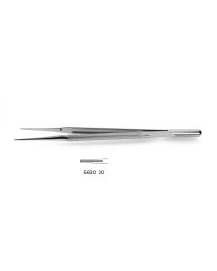 CV Elite - Dennis-Style Micro Forceps, round handle, counterbalanced, 1.0 mm straight debakey tips