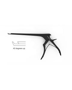 Ceramic Cut Medium Kerrison Rongeur, thin footplates, small handles, 15.0 mm opening, 40 degree up, black ceramic coat