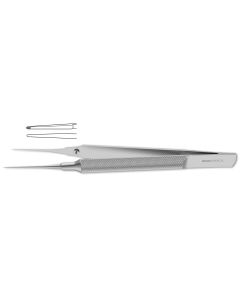 Catalano Micro Tying Forceps, round handle, 6.0 mm platform w/ cross-serrations at tip, 4-1/2" (11.0 cm)
