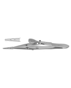 Kalt Needle Holder, straight serrated jaws, serrated thumb plate w/ lock, 5-1/4" (13.5 cm)