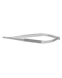 Troutman-Barraquer Needle Holder, smooth jaws, round handles, angled, 4-1/2" (11.5 cm)