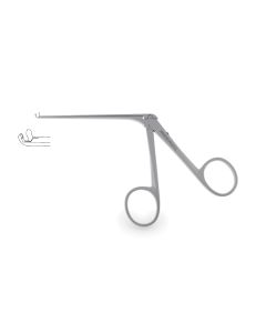 House-Wullstein Miniature Cup Forceps, 0.6 mm x 1.0 mm, very fine oval cup jaws, shaft 2-3/4" (72.0 mm), 5-1/4" (13.3 cm) overall