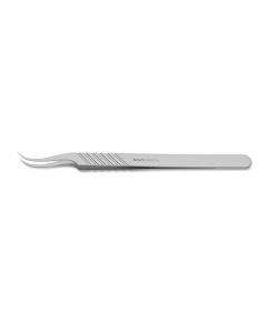 Micro Forceps, 9.0 mm wide flat handle, curved, 0.4 mm tip size