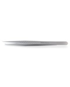 Micro Forceps, 9.0 mm wide flat handle, curved, 0.3 mm tip size, w/ plateau, 5-3/8" (135.0 mm)