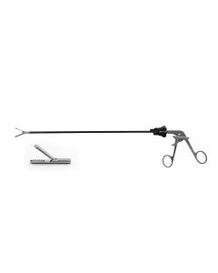 Quick Clean™ Wave Jaw Grasping Forceps, Sa, w/ flushport, beveled edge, single action, radel™ (insulated) shaft only, remainder matte, 23.6 mm jaw, 5.0 mm