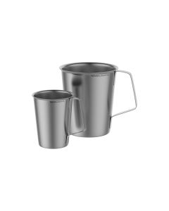 Graduated Measuring Cup, stainless steel, easy-grip handles, large, smooth pouring spout, graduated in oz. & cc on the interior surface